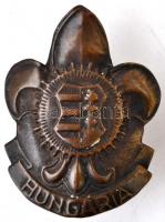 ~1940. "Hungária" Kossuth-címeres Br cserkész sapkajelvény (45x34mm) T:2 Hungary ~1940. "Hungária" Br scout cap badge (45x34mm) C:XF