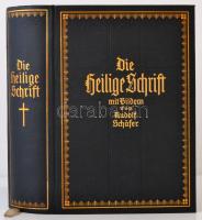 Die Heilige Schrift. Rudolf Schafer képeivel illusztrálva. Stuttgart, 1929, Privileg. Württ. Bibelanstalt, 1138+158+396+76 p. Kiadói aranyozott egészvászon kötés, festett lapélekkel. Német nyelven./ Linen-binding, in german language.