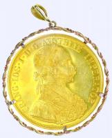 Ausztria 1915. 4D Au "Ferenc József" utánveret (14,00g/0.986) 18K-os arany keretbe foglalv...