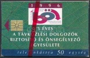 1996 TDBÖE-motívumos telefonkártya, 50 egységes, bontatlan csomagolásban