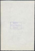 Kollmann Jenő (1904-1974) : Férfi röplabda ex libris  FF, klisé, papír, pecséttel jelzett, 4,5×3 cm