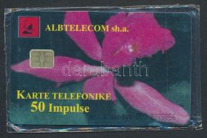 1999 Albtelecom, albán telefonkártya, 50 egységes, bontatlan csomagolásban.