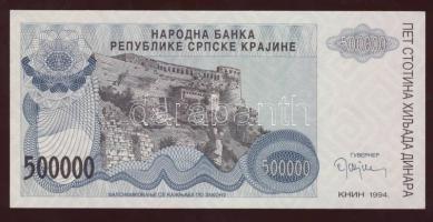 Horvátország 1994. 1000D, 10.000D, 500.000D mindegyik sorszám nélkül! T:I