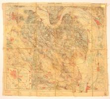 1930 A pilisi hegyek és a Dunakanyar téli sport térképe, kiadja a Magyar Királyi Állami Térképészet, vászontérkép, 66x73 cm