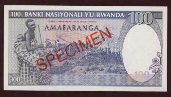 Ruanda 1989. 100F "SPECIMEN 000" T:I