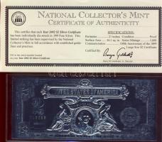 USA 2002. 2$ "Silver certificate" 1899-es 2$ mintájára, tanúsítvánnyal T:I