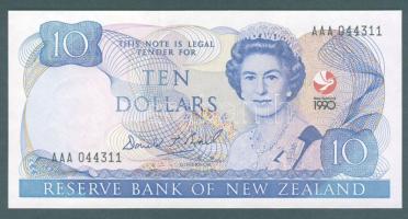 Új-Zéland 1990. 10$ "AAA" sorozatszám! T:I R!