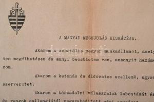 cca 1930 Magyar Megújulás Kiskátéja. Kissé antiszemita hitvallása  a Magyar Megújulás Pártjának