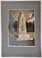 1928 A dunabogdányi hősi emlékmű terve. A rajzról készült fotó, hátoldalon a község jegyzőjének és a...