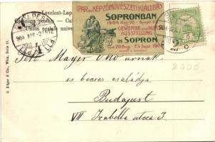 'Boldog húsvéti ünnepeket!', hátoldalán ráragasztott 'Ipar és Képzőművészeti kiállítá...