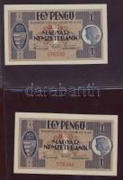 1938. 1p egymás utáni sorszámokkal, az egyiken felül kerettörés! T:I