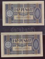 1938. 1p egymás utáni sorszámokkal, az egyiken felül kerettörés! T:I