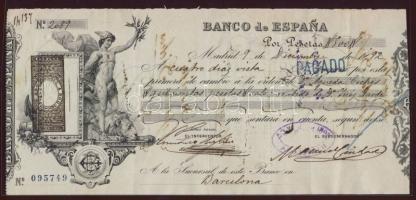 Spanyolország 1892. Dekoratív rajzos csekk 500 Pesetáról