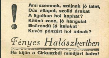 1930-as évek "Fényes Cirkusz-Varieté" bón-jegyutalvány