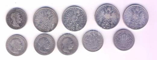 Ausztria 1895-1904 1Kr Ag (6x) T: 2/3, 3 + 1912. 2Kr Ag (4x) T:1/2,2+