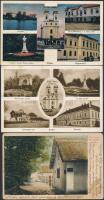 Kisbér, Nagyvendéglő, Ritter falu, kastély, lóverseny tér, Wenkheim emlék, Kozma Ferenc szobor, elemi iskola, templom - 3 db régi képeslap / - 3 pre-1945 postcards