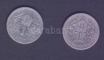 Ausztria 1896. 1K Ag T:3 + 1904. 1K Ag T:3+