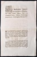 1787 II: Józsefnek a zsidók névviseléséről szóló rendelete, melyben kötelezi őket német név viselésére. Magyar nyelven írott. 4p.