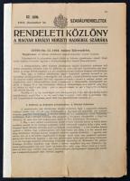 1921 Rendeleti Közlöny a Magyar Királyi Nemzeti hadsereg számára. Felszólítás a hadseregbe való önkéntes belépésre.