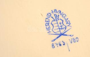 Herendi Viktória mintás tálka, kézzel festett, jelzett, hibátlan, 9,5×9,5 cm