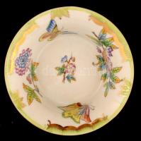 Herendi Viktória mintás karmos tálka, kézzel festett, jelzett, kopásnyomokkal, d: 11 cm