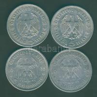 Német Birodalom 1934-35. 5M Ag "Hindenburg" (2x) + "Garnisonkirche" (2x) összese...