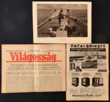 Kis vegyes papírrégiség tétel: fuvarlevél, okmányok, hadihajó kép