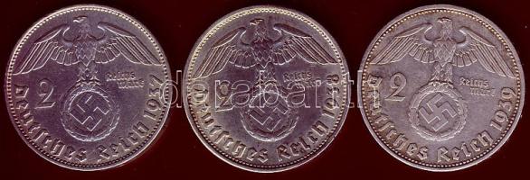 Német Birodalom 1937-38-39. 2M Ag "Hindenburg" (12x) T:2,2/3