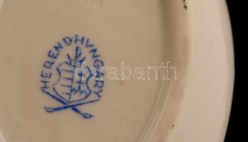 Herendi Viktória mintás kis tálka, kézzel festett, jelzett, kopásnyomokkal, 8×6 cm