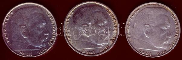 Német Birodalom 1937-38-39. 2M Ag "Hindenburg" (12x) T:2,2/3