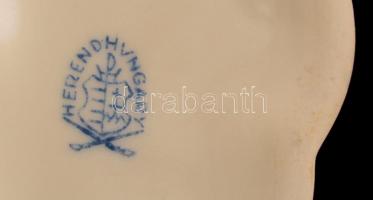 Herendi Viktória mintás fogpiszkálótartó, kézzel festett, jelzett, kopásnyomokkal, 8,5×5,5×5,5 cm