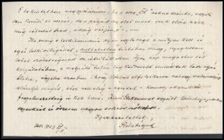 1923 Dr. Nagyenyedi Jeney István saját kézzel írt, személyes hangvételű levele