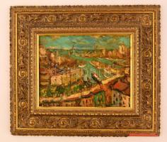 Szimon Jenő (1902-1978): Monte Carlo, olaj, fa, díszes keretben, 18×23,5 cm