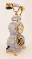 Retro barokk stílusú telfon és óra, matricás porcelán test, egyik  műanyag kagyló hiányzik, kopott a...