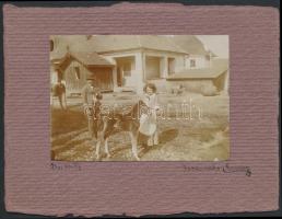 1914 Udvar Désen, fotó kartonra ragasztva / family house in Dej, Romania, photo on cardboard, 8×11 cm