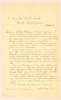 1933 Tiszakóród, A Szent Imre Főiskola Internátusához címzett levél, melyben Vávay Pál visszavonja a alapítványát