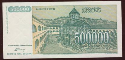 Jugoszlávia 1993. 500.000D (9x) T:II+,II
