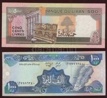Libanon 1986-88. 5db klf bankjegy T:500L II+, többi I