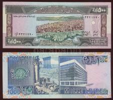 Libanon 1986-88. 5db klf bankjegy T:500L II+, többi I