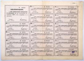 Budapest 1923. "KÉVE Mezőgazdasági Iparfejlesztési és Hitelintézet Rt." 50 részvénye egyen...
