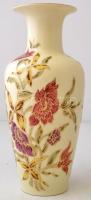 Zsolnay virág mintás váza, kézzel festett, jelzett, hibátlan, m:26,5 cm