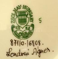 Zsolnay virág mintás váza, kézzel festett, jelzett, hibátlan, m:26,5 cm