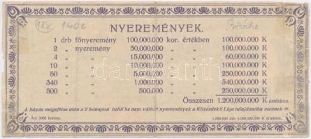 Budapest 1925. "Közérdekű Liga Sorsjegy" 5000K, "Magyar Köztisztviselők Fogyasztási, ...