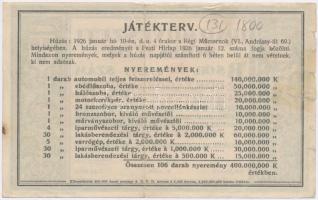 Budapest 1926. "Iparművészeti Sorsjegy - Az Országos Magyar Iparművészeti Társulat jubileumi ki...