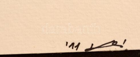 Olvashatatlan jelzéssel: Kompzició. Kollázs, papír, 50×69 cm