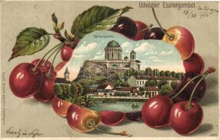 Esztergom, cseresznyék Emb. litho, kiadó Stromf Ignácz (ázott / wet damage)