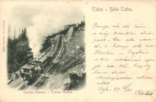 1899 Tátra, Magas Tátra, Vysoké Tatry; Csorbai állomás, fogaskerekű vasút / funicular station (EK)