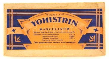 Yohistrin 10 ampulla, Chinoin gyár, eredeti dobozában