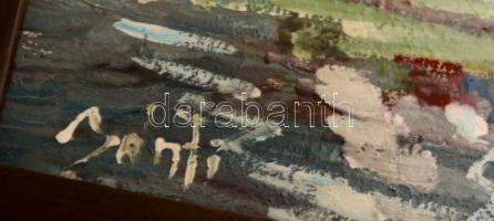 Bánfi jelzéssel: Találkozó vitorlások. Olaj, karton, keretben, 22×32 cm