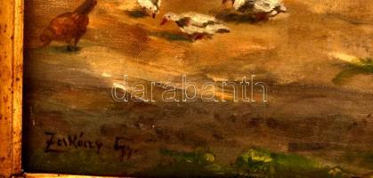 Zorkóczy jelzéssel: Ház udvar. Olaj, vászon, keretben, 52×41 cm